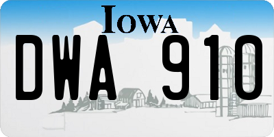IA license plate DWA910