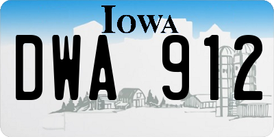 IA license plate DWA912