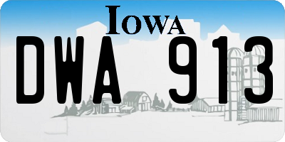 IA license plate DWA913