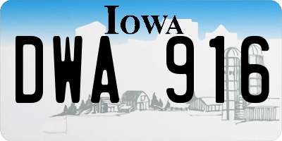 IA license plate DWA916