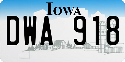 IA license plate DWA918