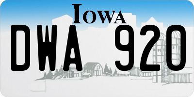 IA license plate DWA920