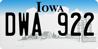 IA license plate DWA922