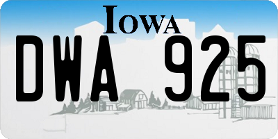 IA license plate DWA925