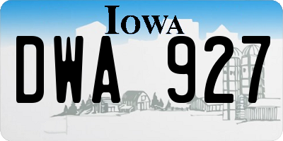 IA license plate DWA927