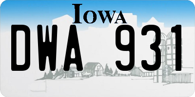 IA license plate DWA931