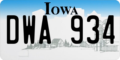 IA license plate DWA934