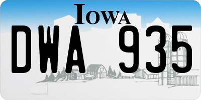IA license plate DWA935