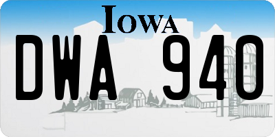 IA license plate DWA940