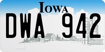 IA license plate DWA942
