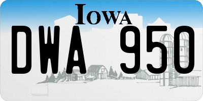 IA license plate DWA950