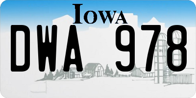 IA license plate DWA978