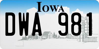 IA license plate DWA981