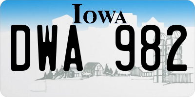 IA license plate DWA982