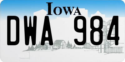 IA license plate DWA984