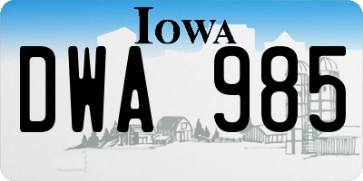 IA license plate DWA985