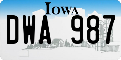 IA license plate DWA987
