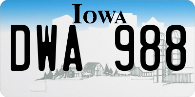 IA license plate DWA988