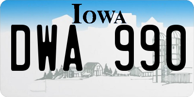 IA license plate DWA990
