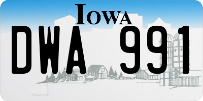 IA license plate DWA991