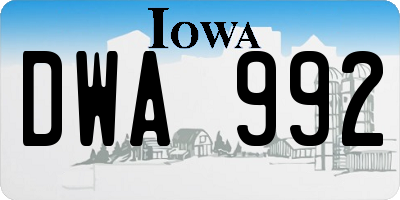 IA license plate DWA992