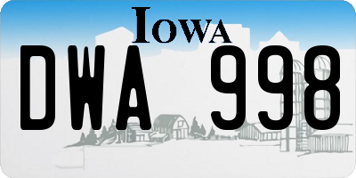IA license plate DWA998