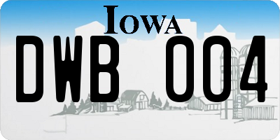 IA license plate DWB004