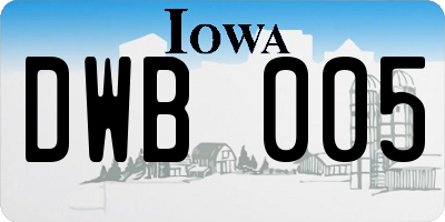IA license plate DWB005