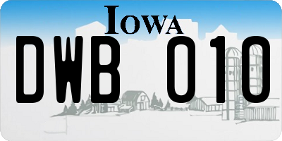 IA license plate DWB010