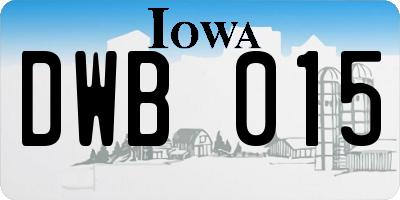 IA license plate DWB015