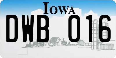IA license plate DWB016