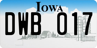 IA license plate DWB017