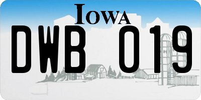 IA license plate DWB019