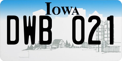 IA license plate DWB021