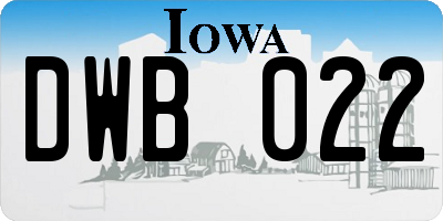 IA license plate DWB022