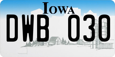 IA license plate DWB030
