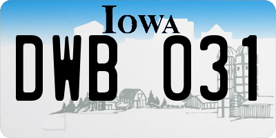 IA license plate DWB031