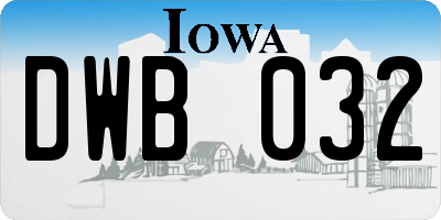 IA license plate DWB032