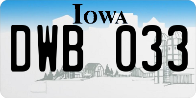 IA license plate DWB033