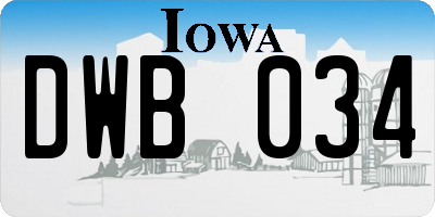 IA license plate DWB034