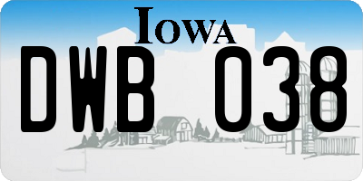 IA license plate DWB038