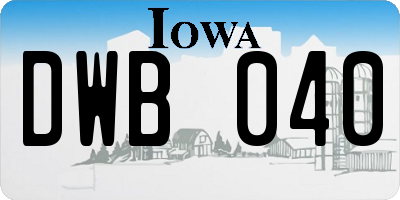 IA license plate DWB040