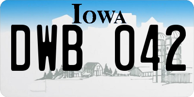 IA license plate DWB042
