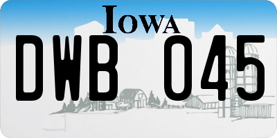 IA license plate DWB045