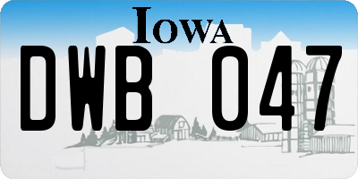 IA license plate DWB047