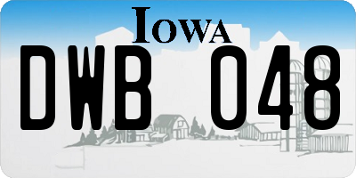 IA license plate DWB048