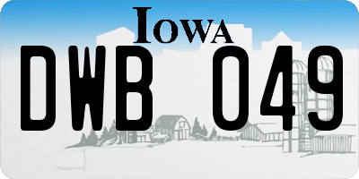 IA license plate DWB049