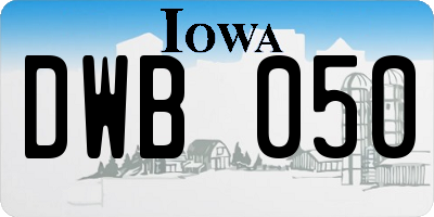 IA license plate DWB050