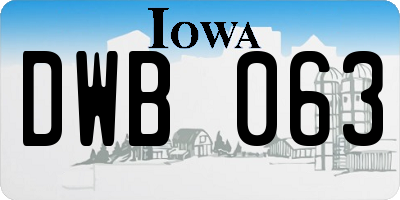 IA license plate DWB063