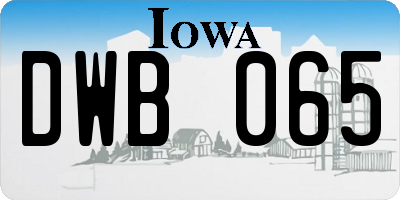 IA license plate DWB065